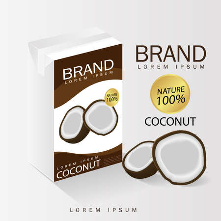 3D realistic isolated vector set of whole coconutのイラスト素材