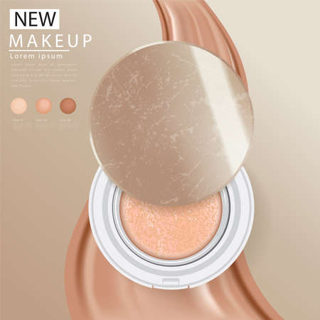 Makeup ad templates, Crimson lipstick dolls with Sparkle, 3D illustration, Black gold backgroundのイラスト素材