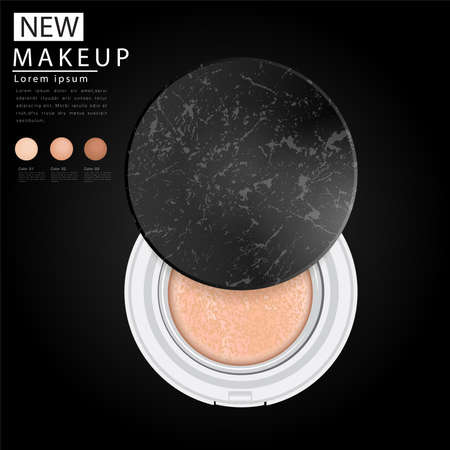 Makeup ad templates, Crimson lipstick dolls with Sparkle, 3D illustration, Black gold backgroundのイラスト素材