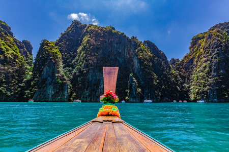 Take a boat to see the beauty of Phi Phi Leh at Pileh Bay and Loh Samah Bay.の写真素材