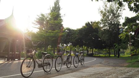 good morning bike and street in park.