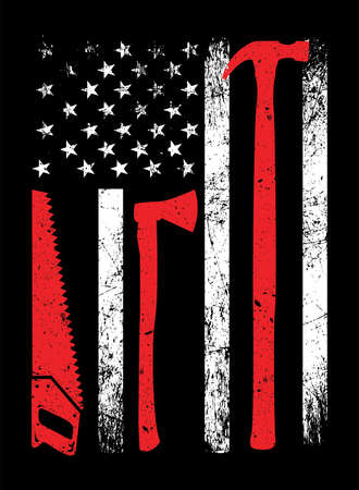 American Carpenter T-Shirt Designのイラスト素材