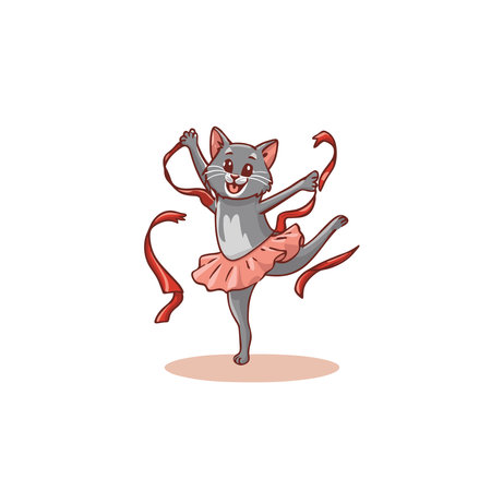 Cute cartoon cat in a ballet tutu. Vector illustration.のイラスト素材