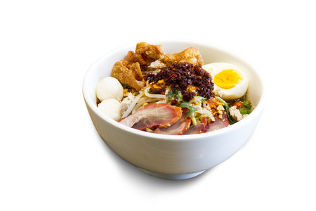 Isolated soup noodle on white backgroundの写真素材