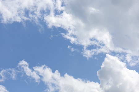 White clouds and blue sky on a sunny day in Malaysiaの写真素材
