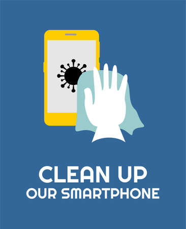 clean up handphone for coronaのイラスト素材