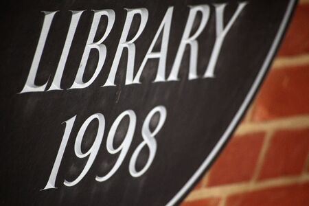 library sign in white and blackの写真素材