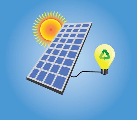 solar panel isolated with sun and light bulb vector illustrationのイラスト素材