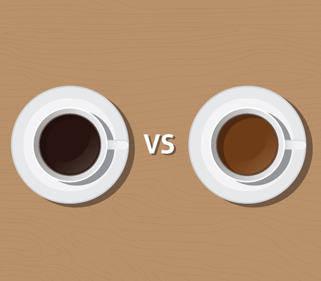 coffee vs versus tea compare health and benefit vector illustrationのイラスト素材