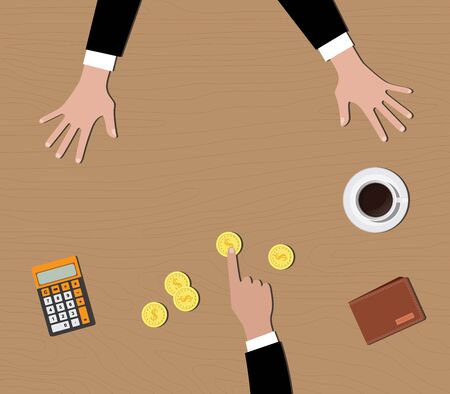 down payment people gove money gold coins calculator vector illustrationのイラスト素材