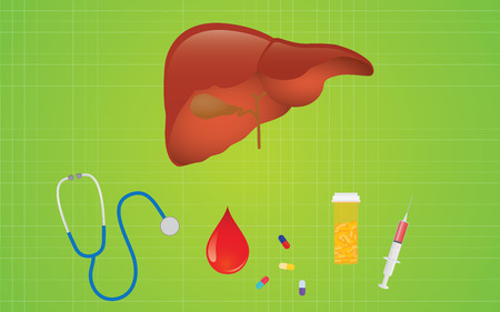 liver hepatitis disease with mediicine pills and healthcare icon vectorのイラスト素材