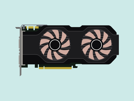 video graphic card isolated flat with green background vector