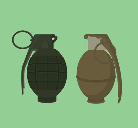 grenade isolated illustration vector with green background vectorのイラスト素材