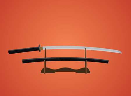 katana sword samurai japanese with red background vectorのイラスト素材