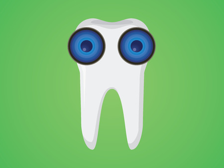 tooth cartoon with two eyes vector illustrationのイラスト素材