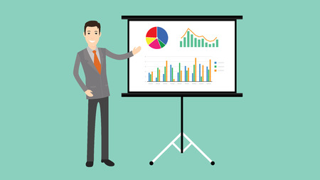 businessman presentation with board graph and chart vectorのイラスト素材