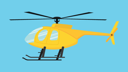 yellow helicopter isolated with blue background vector illustrationのイラスト素材