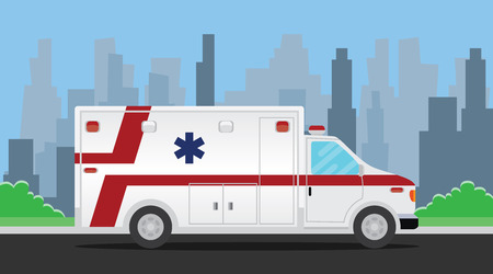 ambulance transportation vehicle on the road vector illustrationのイラスト素材