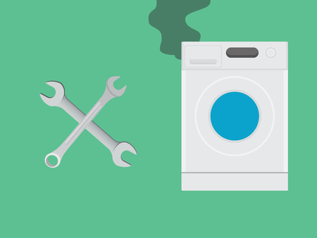 washing machine broke repair service vector graphic illustrationのイラスト素材