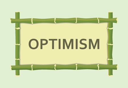 optimism single isolated text with bamboo board sign vector graphic illustrationのイラスト素材
