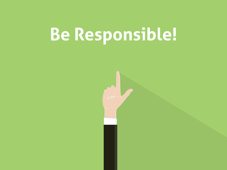 be responsible text with hand raising flat style vector graphic illustrationのイラスト素材