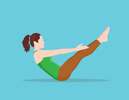 teaser pilates position name lie flat and upper knee vector graphic illustrationのイラスト素材