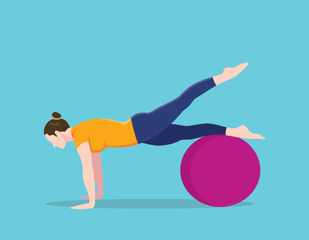 exercise ball plank position names vector graphic illustrationのイラスト素材