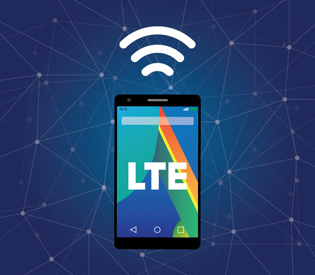 lte sign signal symbol with smartphone and wifi vector graphic illustrationのイラスト素材