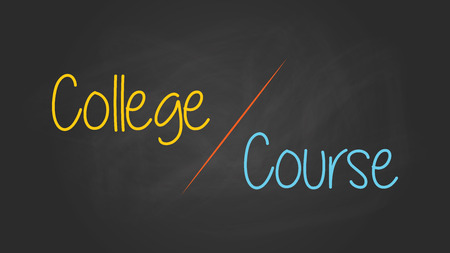 college or versus course compare write on the blackboard with chalk effect vector graphic illustrationのイラスト素材