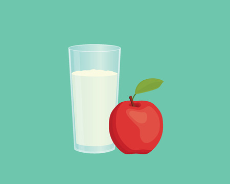 apple smoothie with fruit and a glass of the smoothies with flat style vector graphic illustrationのイラスト素材