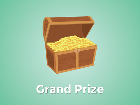grand prize prizes with green background and gold box vectorのイラスト素材