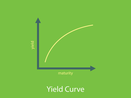 yield curve illustration with graph and flat chart vectorのイラスト素材