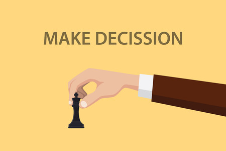 make decission concept illustration with hand holding chess vector graphic illustrationのイラスト素材