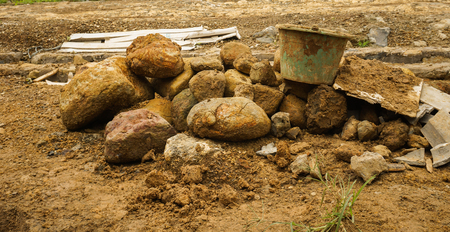 Digging activity for construction building photo taken in Bogor Indonesiaの写真素材