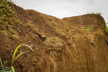 a pile of soil with grass photo taken in Bogor Indonesiaの写真素材