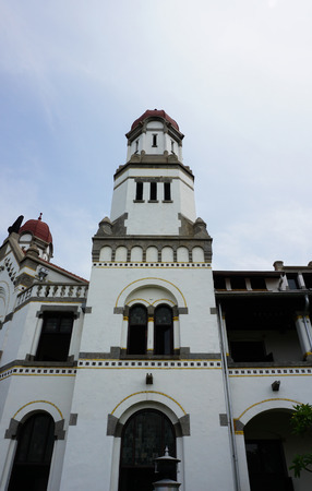 high tower dome with clear sky as background at Lawang Sewu building photo taken in Semarang Indonesiaの写真素材