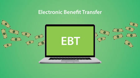 EBT - Electronic Benefit Transfer allows to issue benefits via a magnetically encoded payment cardのイラスト素材