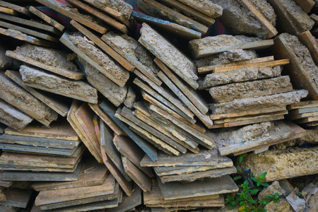 removed tiles with cement stacked and create beautiful texture photo taken in Jakarta Indonesiaの写真素材