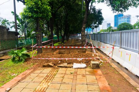 Pedestrian under construction photo taken in Jakarta Indonesiaの写真素材
