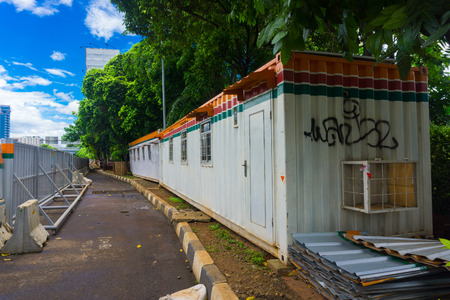Zinc fence for covering construction area photo taken in Jakarta Indonesiaの写真素材