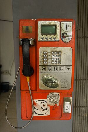 unused Telephone box hang on the wall photo taken in Jakarta Indonesia