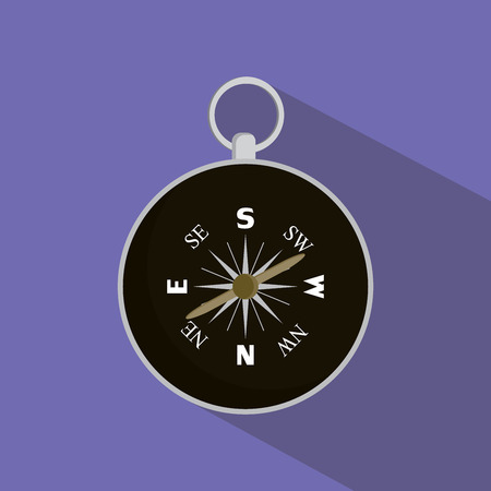 Compass flat long shadow single isolated with purple background vectorのイラスト素材