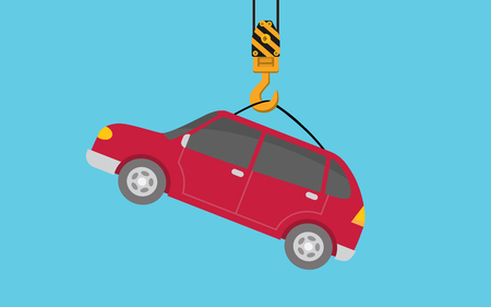 Hanging car on hook crane illustration vector graphicのイラスト素材
