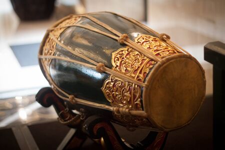 a kendang traditioanl music tools equipment from indonesia made from wood