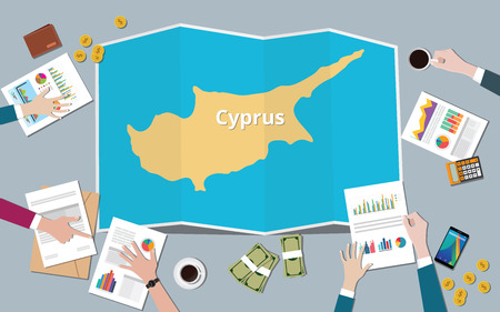 cyprus country growth nation team discuss with fold maps view from top vector illustrationのイラスト素材