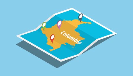 explore colombia maps with isometric style and pin location tag on top vector illustrationのイラスト素材