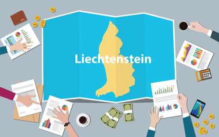 liechtenstein economy country growth nation team discuss with fold maps view from top vector illustrationのイラスト素材
