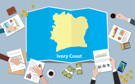 ivory coast africa economy country growth nation team discuss with fold maps view from top vector illustrationのイラスト素材
