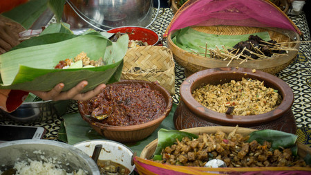 nasi liwet on the street traditional food in pekalongan central java indonesiaの写真素材