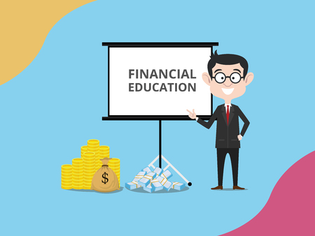 business man expert financing give financial education vector illustrationのイラスト素材
